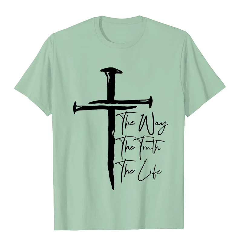 Christianartworkshop Fede - Basata sulla Croce Nera La Via La Verità La Vita T-shirt unisex - Verde chiaro - 2XL - image 7