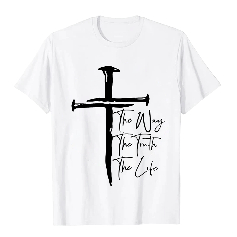 Christianartworkshop Fede - Basata sulla Croce Nera La Via La Verità La Vita T-shirt unisex - Bianco - 2XL - image 1