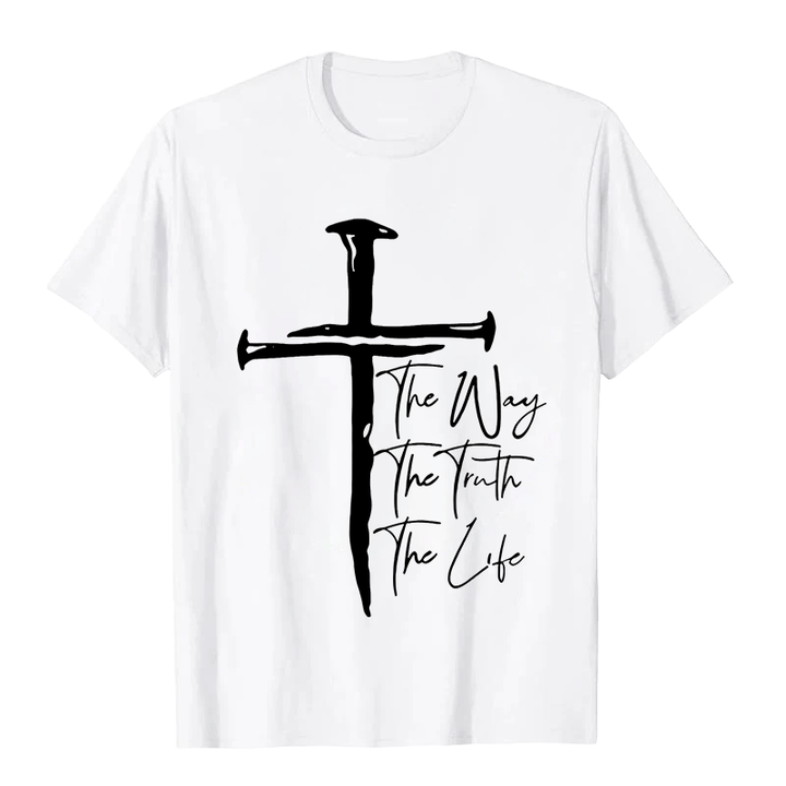 Christianartworkshop Fede - Basata sulla Croce Nera La Via La Verità La Vita T-shirt unisex - Bianco - 2XL - image 1
