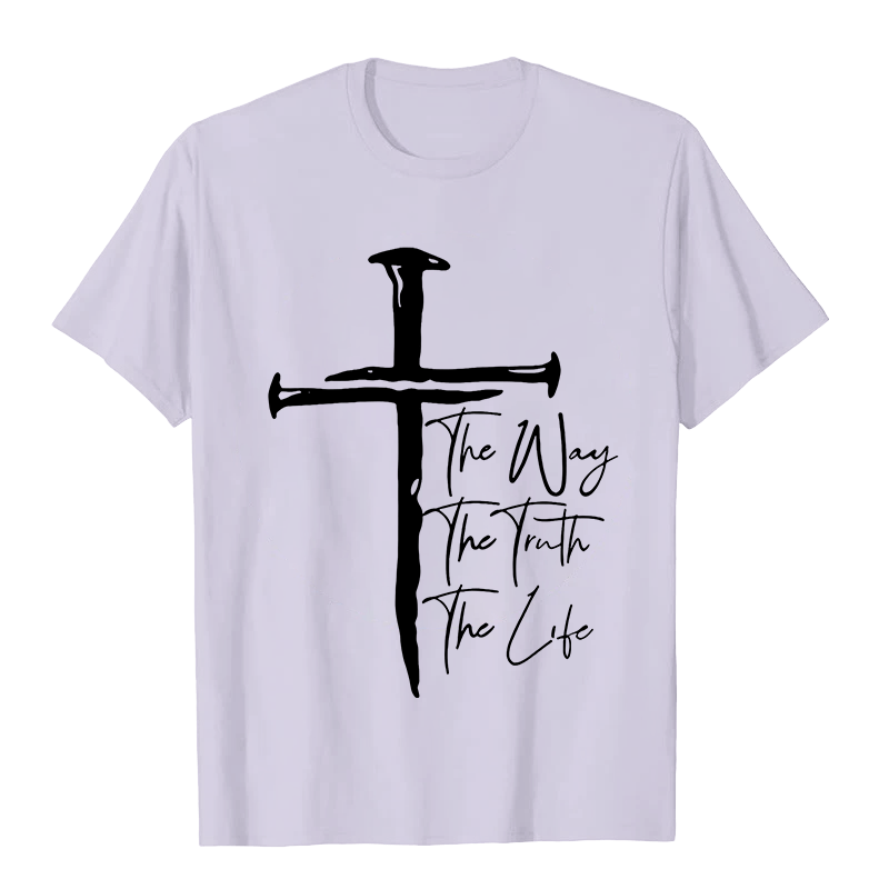 Christianartworkshop Fede - Basata sulla Croce Nera La Via La Verità La Vita T-shirt unisex - Viola chiaro - 2XL - image 0