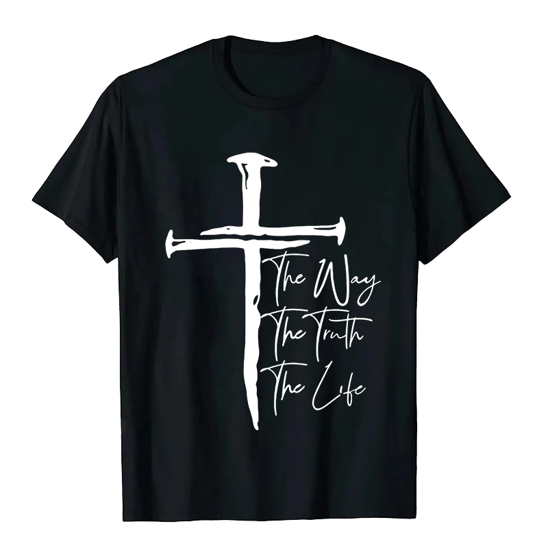 Christianartworkshop Fede - Basata sulla Croce Nera La Via La Verità La Vita T-shirt unisex - Nero - 2XL - image 3