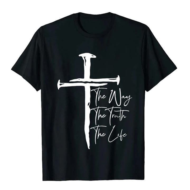 Christianartworkshop Fede - Basata sulla Croce Nera La Via La Verità La Vita T-shirt unisex - Nero - 2XL - image 3