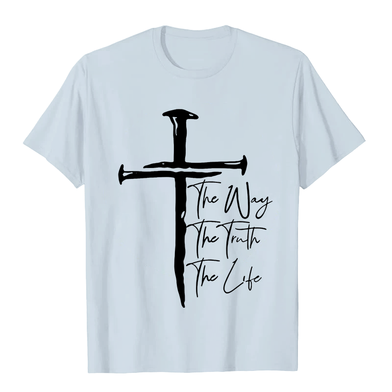 Christianartworkshop Fede - Basata sulla Croce Nera La Via La Verità La Vita T-shirt unisex - Azzurro chiaro - 2XL - image 6