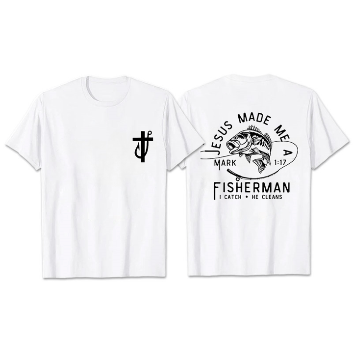 Christianartworkshop Gesù mi ha fatto un pescatore Marco 1:17 Maglietta unisex - Bianco - 2XL - image 8