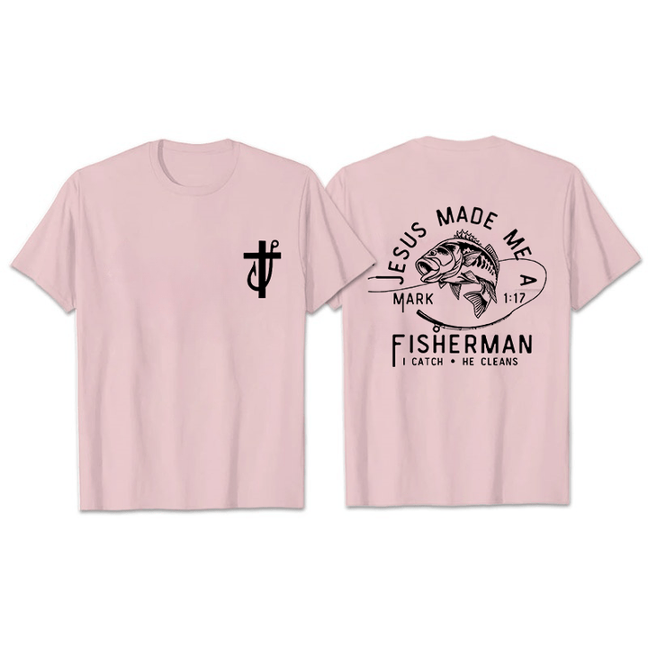 Christianartworkshop Gesù mi ha fatto un pescatore Marco 1:17 Maglietta unisex - Rosa chiaro - 2XL - image 17