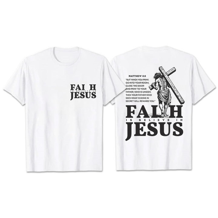 Christianartworkshop La fede è credere in Gesù con Matteo 6:6 T-shirt unisex - Bianco - 2XL - image 5