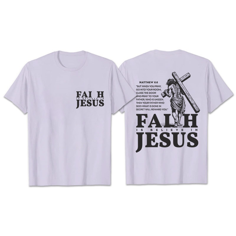 Christianartworkshop La fede è credere in Gesù con Matteo 6:6 T-shirt unisex - Viola chiaro - 2XL - image 14