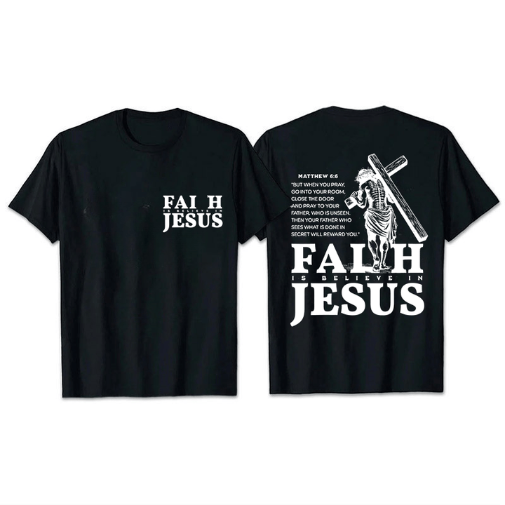 Christianartworkshop La fede è credere in Gesù con Matteo 6:6 T-shirt unisex - Nero - 2XL - image 2
