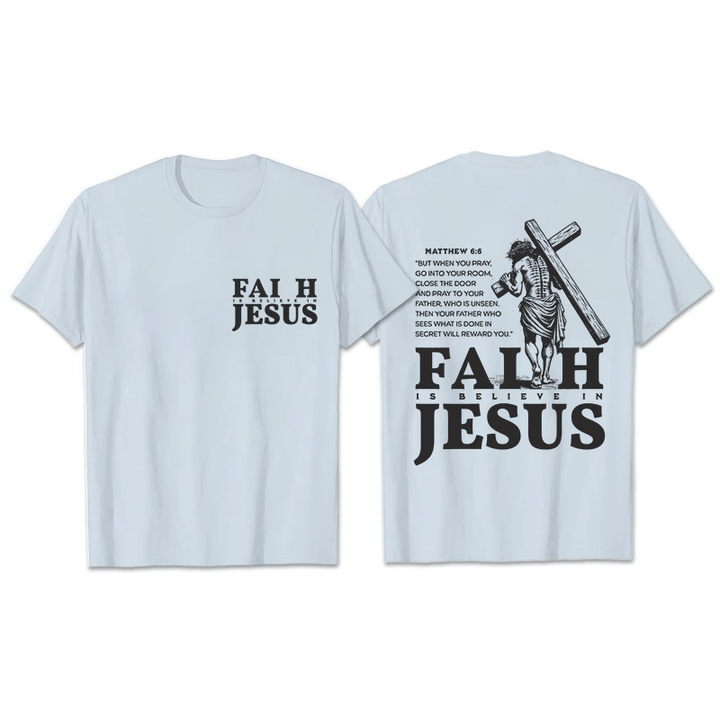 Christianartworkshop La fede è credere in Gesù con Matteo 6:6 T-shirt unisex - Azzurro chiaro - 2XL - image 23