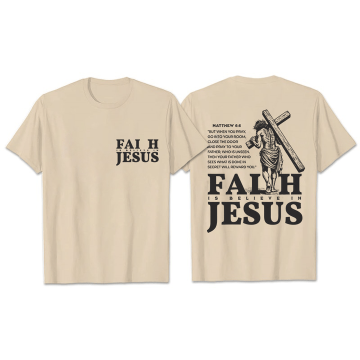 Christianartworkshop La fede è credere in Gesù con Matteo 6:6 T-shirt unisex - Beige - 2XL - image 17
