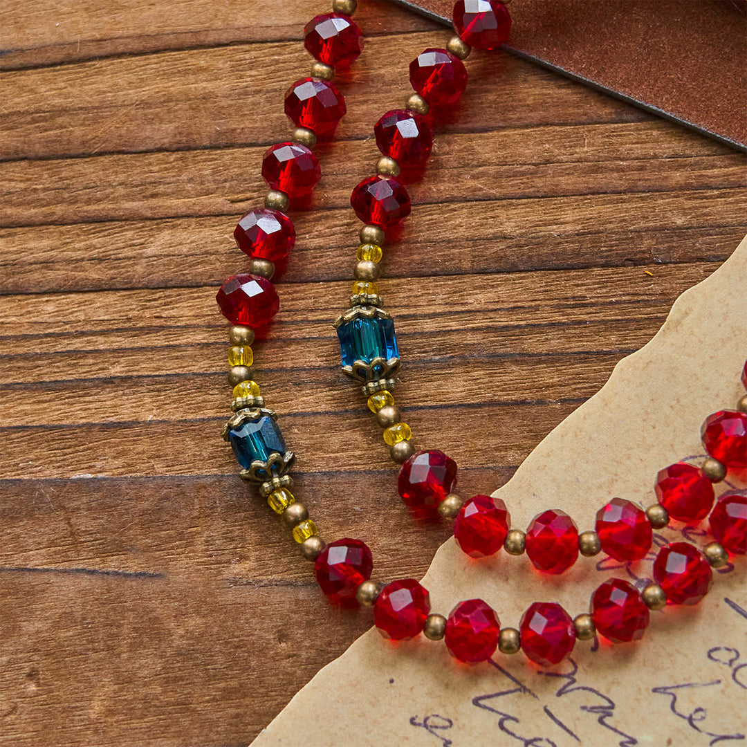 Christianartworkshop FEDE IN PREGHIERA: Rosario in cristallo rosso di Boemia fatto a mano con carta regalo - image 8