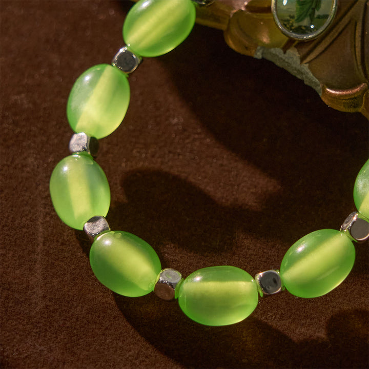 Christianartworkshop Ciondolo con San Giuda e Crocifisso, perline verdi trasparenti, bracciale rosa - image 5