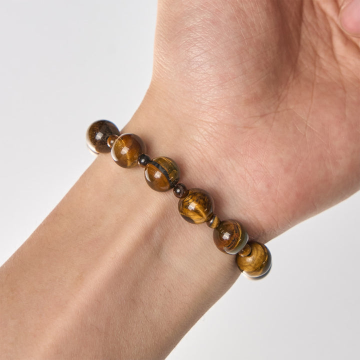 Bracciale rosario da una decina in pietra occhio di tigre gialla da 10 mm Christianartworkshop - image 3