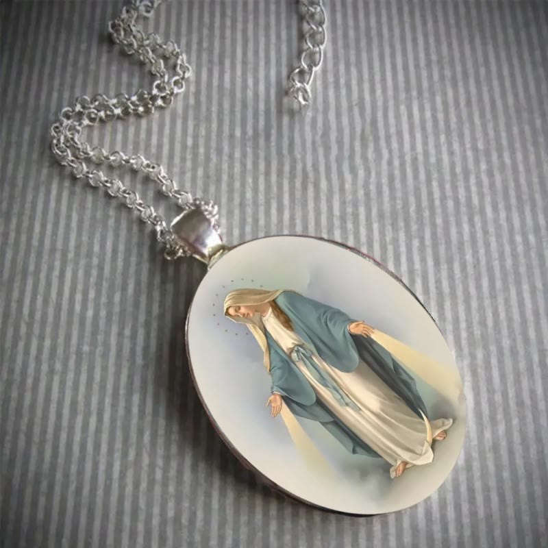 Christianartworkshop Collana con ciondolo e medaglia miracolosa della Vergine Maria benedetta - image 1