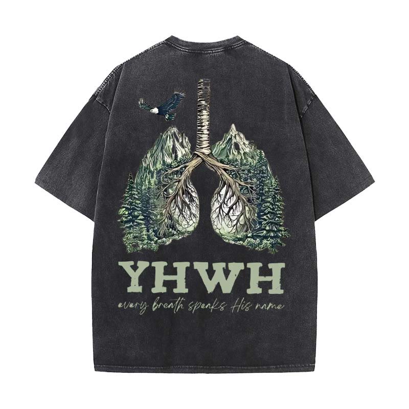 Christianartworkshop Ogni respiro pronuncia il suo nome T-shirt unisex lavata - Nero - 5XL - image 13