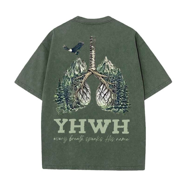 Christianartworkshop Ogni respiro pronuncia il suo nome T-shirt unisex lavata - Verde militare - 5XL - image 7