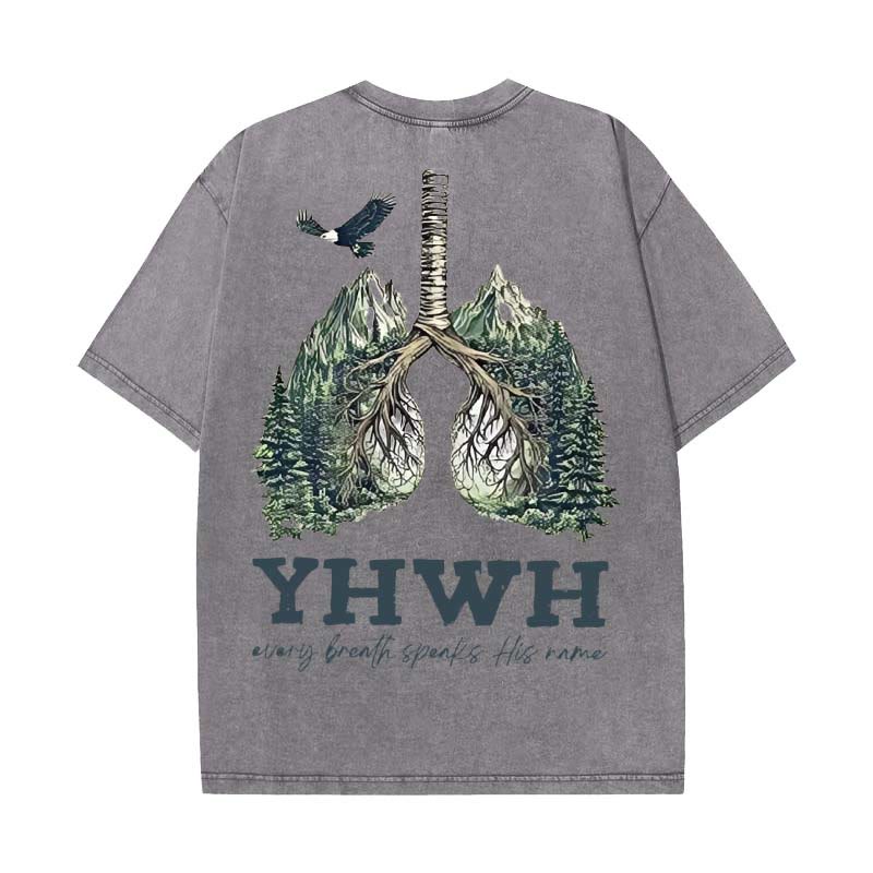 Christianartworkshop Ogni respiro pronuncia il suo nome T-shirt unisex lavata - Grigio - 5XL - image 11