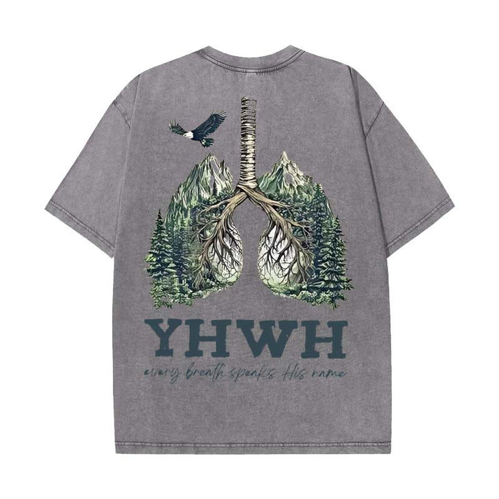 Christianartworkshop Ogni respiro pronuncia il suo nome T-shirt unisex lavata - Grigio - 5XL - image 11