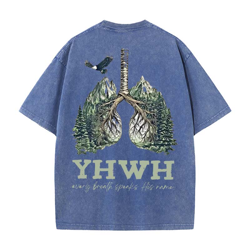 Christianartworkshop Ogni respiro pronuncia il suo nome T-shirt unisex lavata - Blu - 5XL - image 5