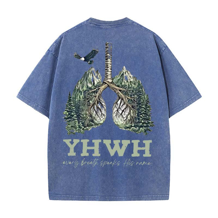 Christianartworkshop Ogni respiro pronuncia il suo nome T-shirt unisex lavata - Blu - 5XL - image 5