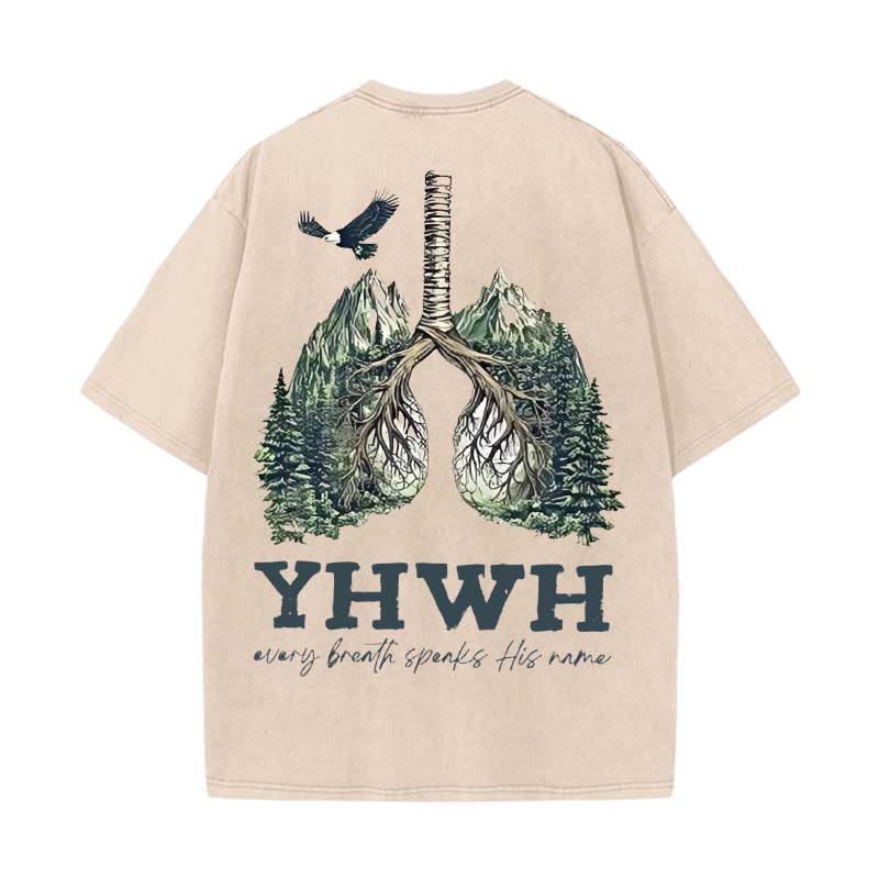 Christianartworkshop Ogni respiro pronuncia il suo nome T-shirt unisex lavata - Albicocca - 5XL - image 9