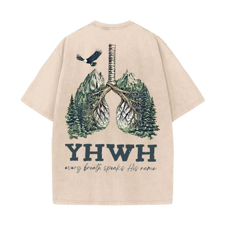 Christianartworkshop Ogni respiro pronuncia il suo nome T-shirt unisex lavata - Albicocca - 5XL - image 9