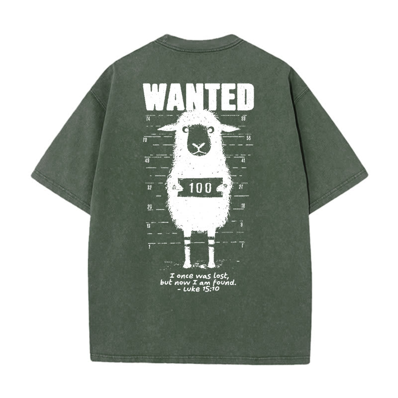 Christianartworkshop Wanted Sheep T-shirt unisex lavata - Verde militare - 5XL - image 5