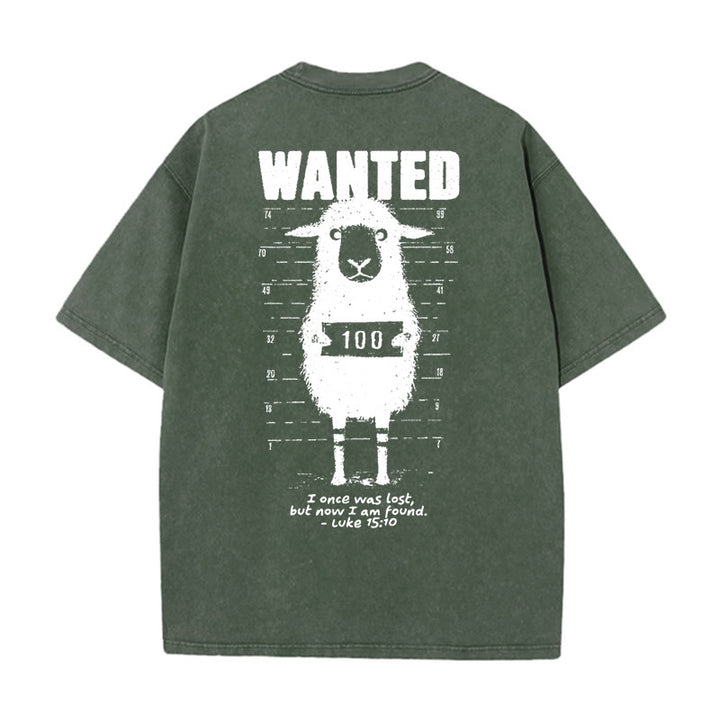 Christianartworkshop Wanted Sheep T-shirt unisex lavata - Verde militare - 5XL - image 5
