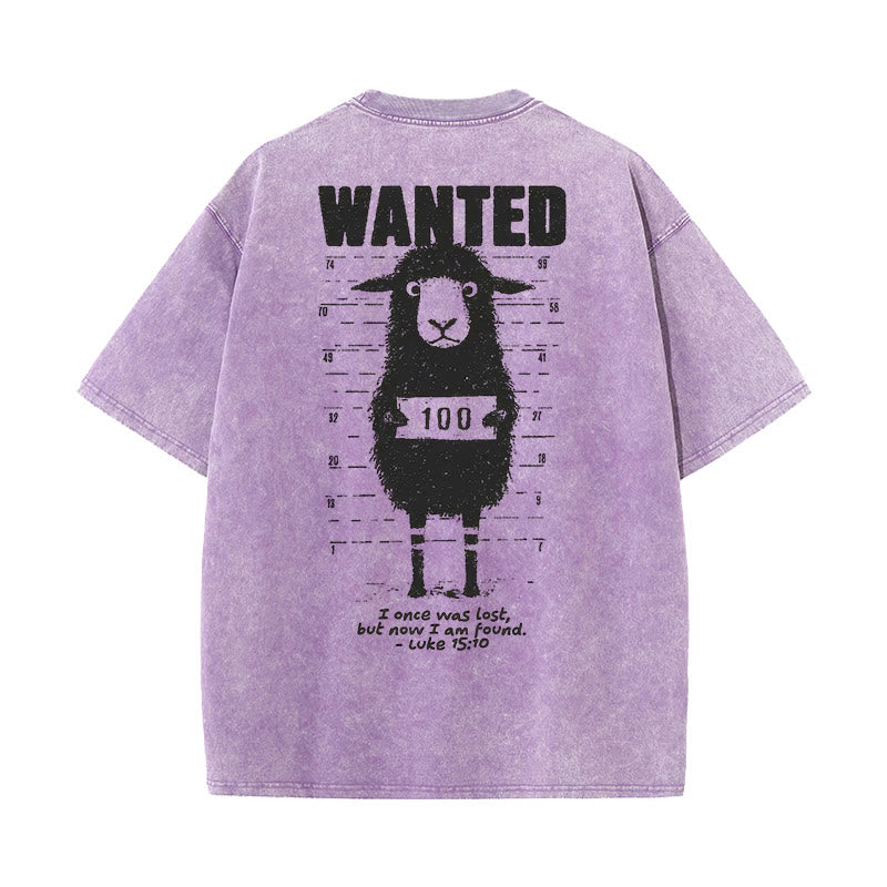 Christianartworkshop Wanted Sheep T-shirt unisex lavata - Viola - 5XL - image 11