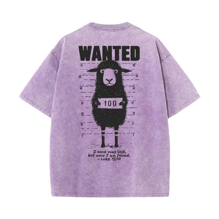 Christianartworkshop Wanted Sheep T-shirt unisex lavata - Viola - 5XL - image 11