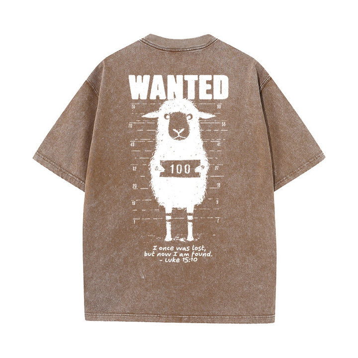 Christianartworkshop Wanted Sheep T-shirt unisex lavata - Caffè - 5XL - image 17