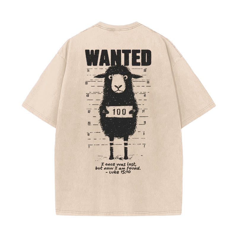 Christianartworkshop Wanted Sheep T-shirt unisex lavata - Albicocca - 5XL - image 7