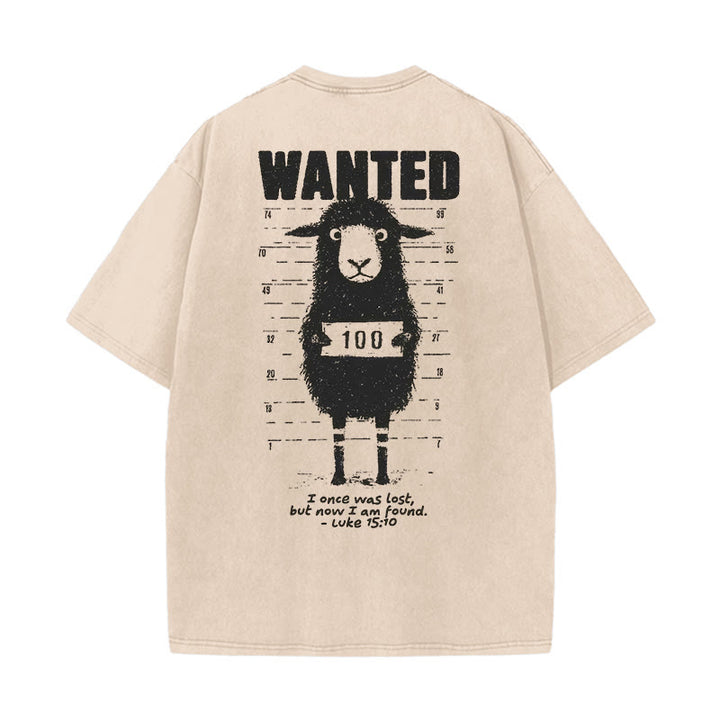 Christianartworkshop Wanted Sheep T-shirt unisex lavata - Albicocca - 5XL - image 7