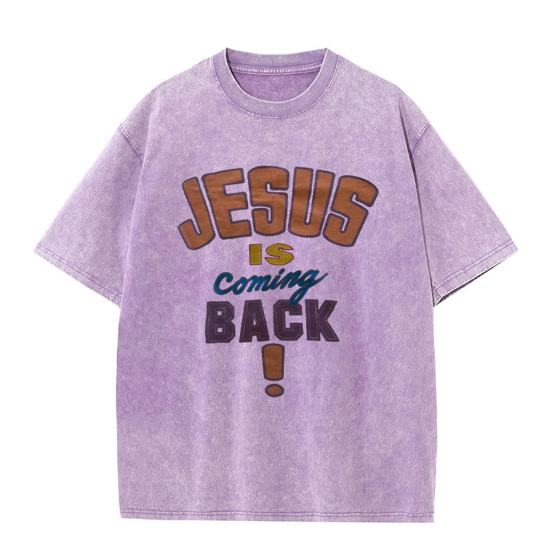 Christianartworkshop Maglietta unisex lavata Jesus Is Return - Viola - 5XL - image 0