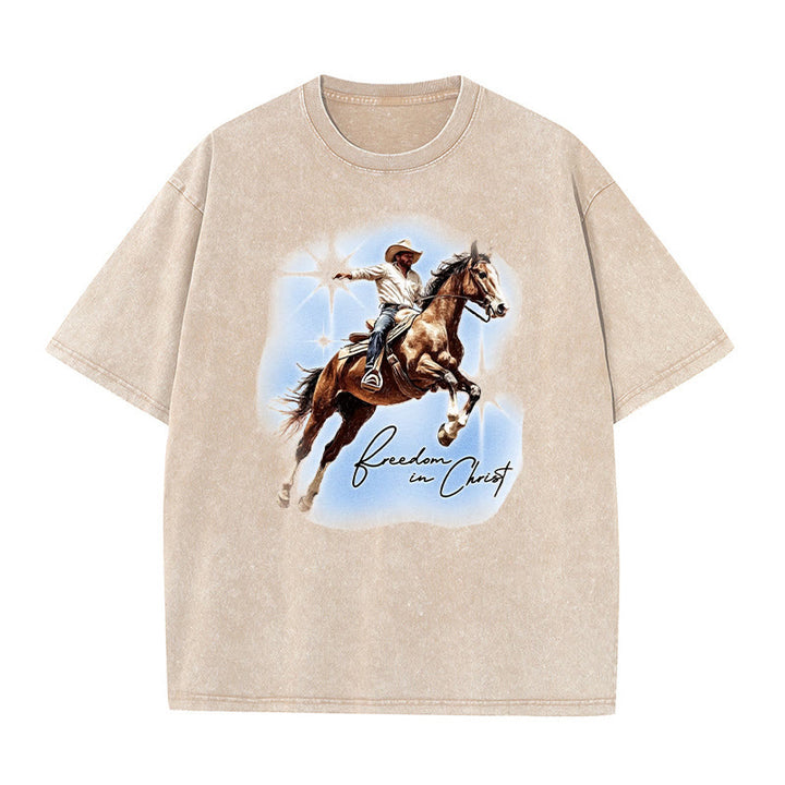 Christianartworkshop Libertà in Cristo T-shirt unisex lavata - Albicocca - 5XL - image 4