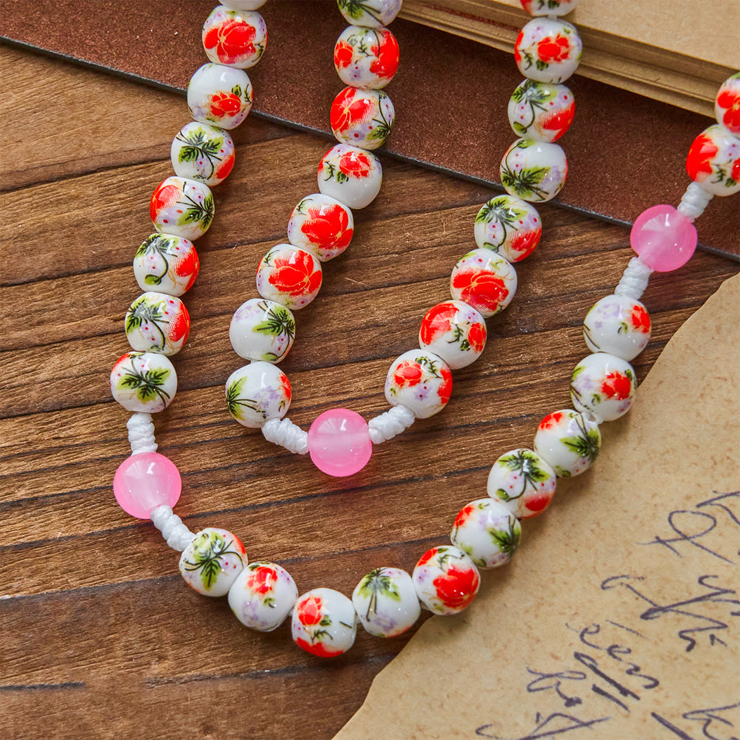 Rosario con perline rotonde a forma di fiore da 8 mm Christianartworkshop , medaglia miracolosa e crocifisso in smalto rosso - image 5