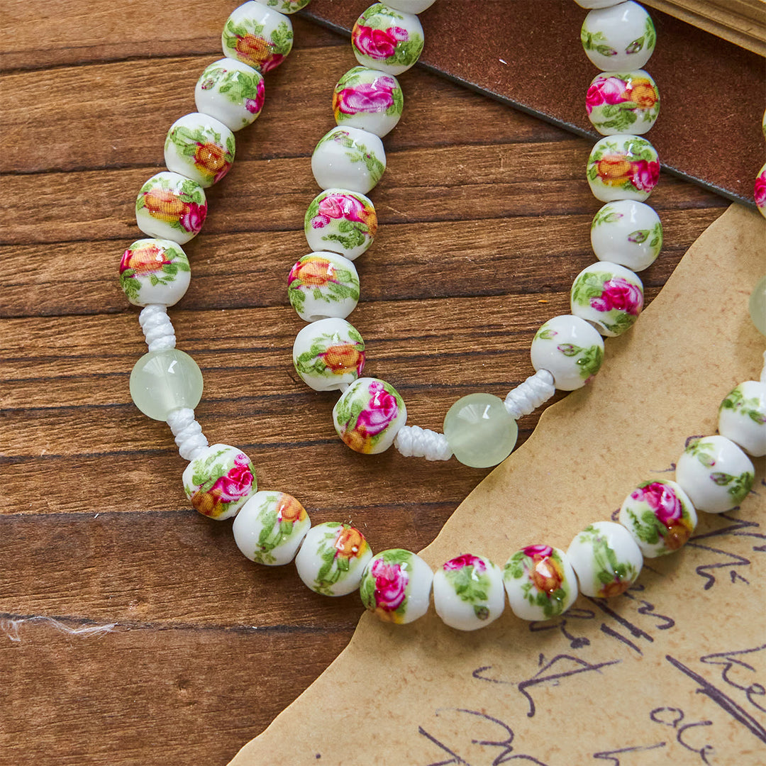 Christianartworkshop Gesù è il dono: rosario fatto a mano con perline floreali e rosa con carta regalo - image 12