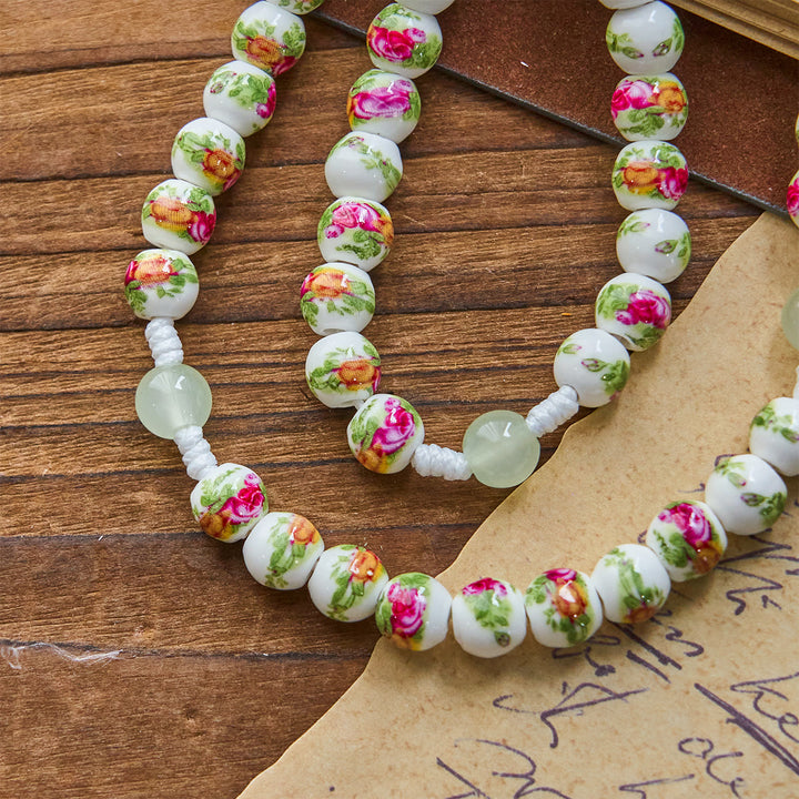 Christianartworkshop Gesù è il dono: rosario fatto a mano con perline floreali e rosa con carta regalo - image 12