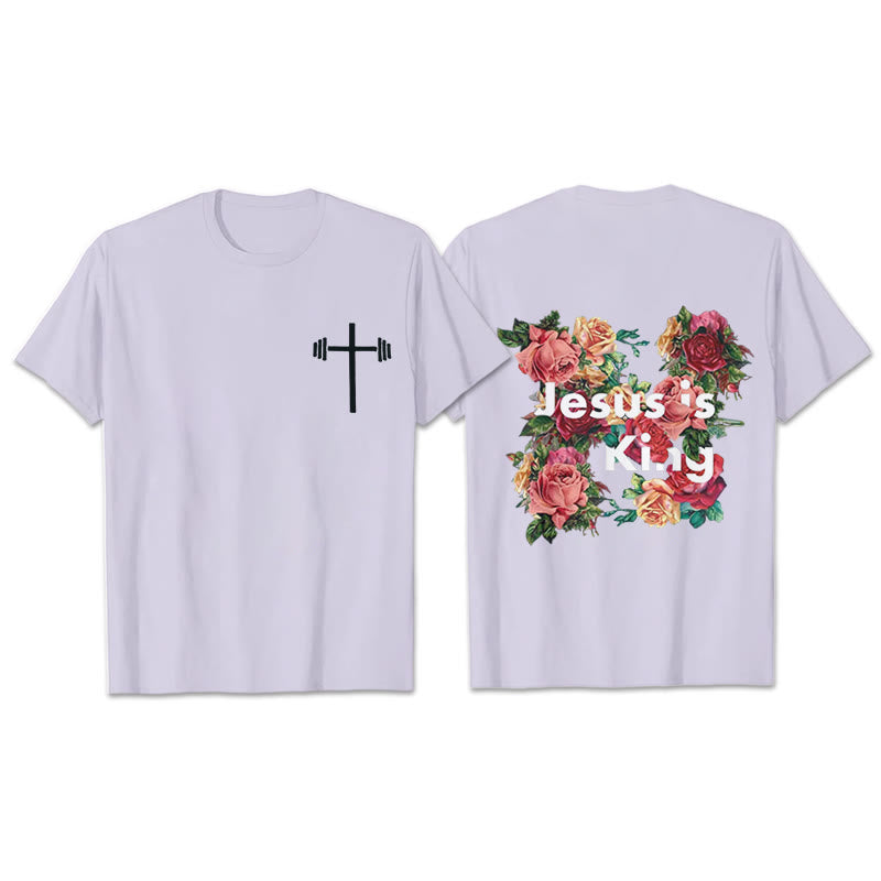 Christianartworkshop Maglietta cristiana con decorazioni floreali "Gesù è il Re"  - Viola - 2XL - image 21