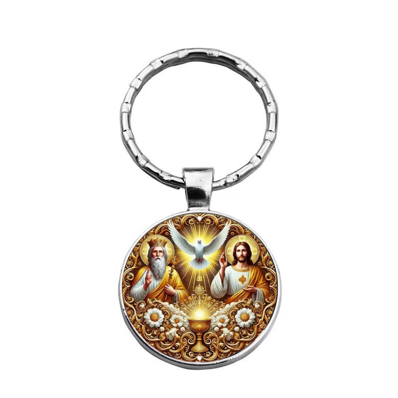 Christianartworkshop Portachiavi della Divina Santissima Trinità: Triplice Unità di Amore, Fede e Spirito - image 3