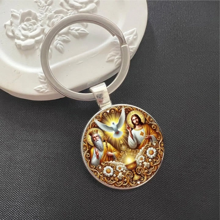 Christianartworkshop Portachiavi della Divina Santissima Trinità: Triplice Unità di Amore, Fede e Spirito - UN - image 0