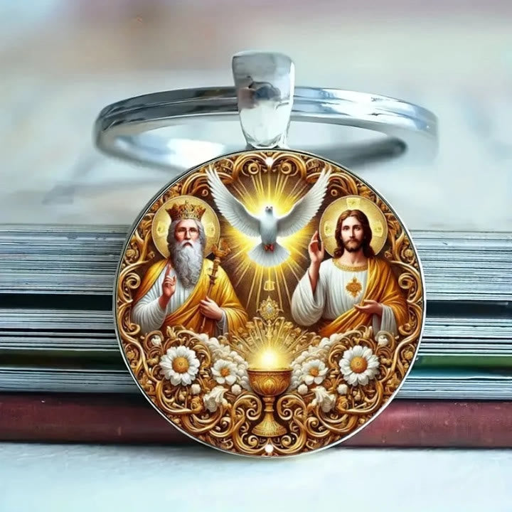 Christianartworkshop Portachiavi della Divina Santissima Trinità: Triplice Unità di Amore, Fede e Spirito - image 2