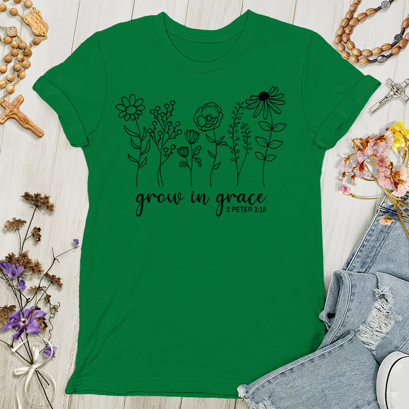 Christianartworkshop Crescere nella grazia 2 Pietro 3:18 Maglietta da donna - Verde - 4XL - image 5