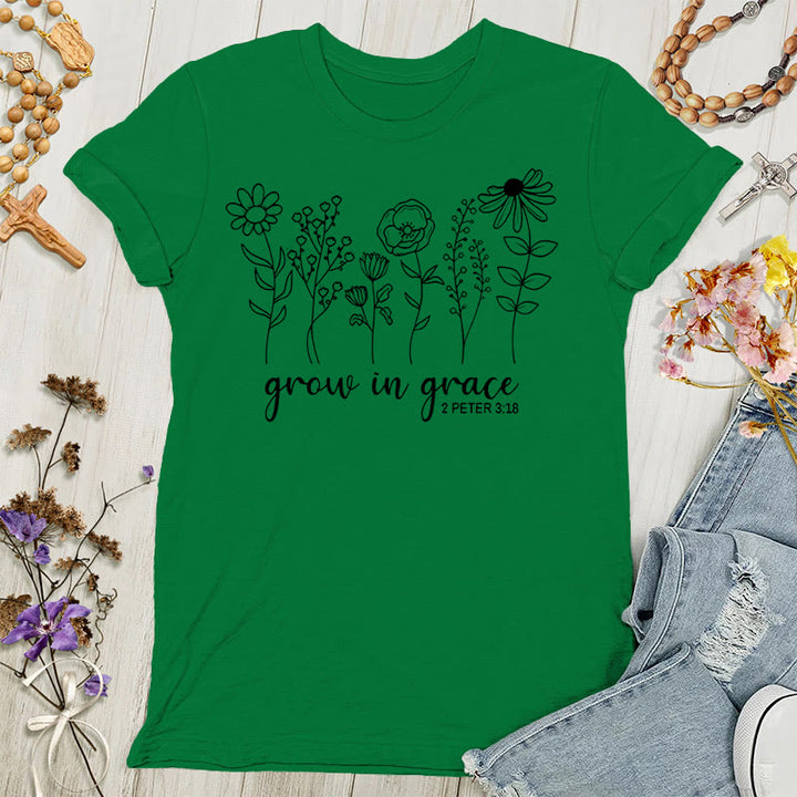 Christianartworkshop Crescere nella grazia 2 Pietro 3:18 Maglietta da donna - Verde - 4XL - image 5
