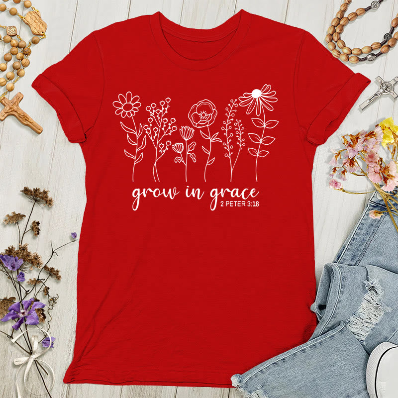 Christianartworkshop Crescere nella grazia 2 Pietro 3:18 Maglietta da donna - Rosso - 4XL - image 1
