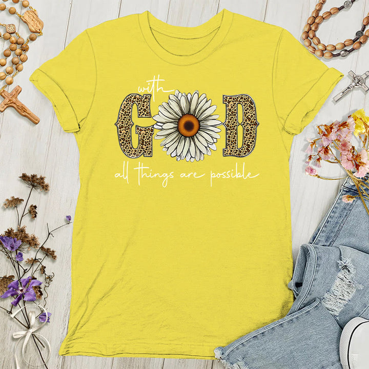 Christianartworkshop Con Dio, tutte le cose sono possibili T-shirt da donna - Oro - 4XL - image 3