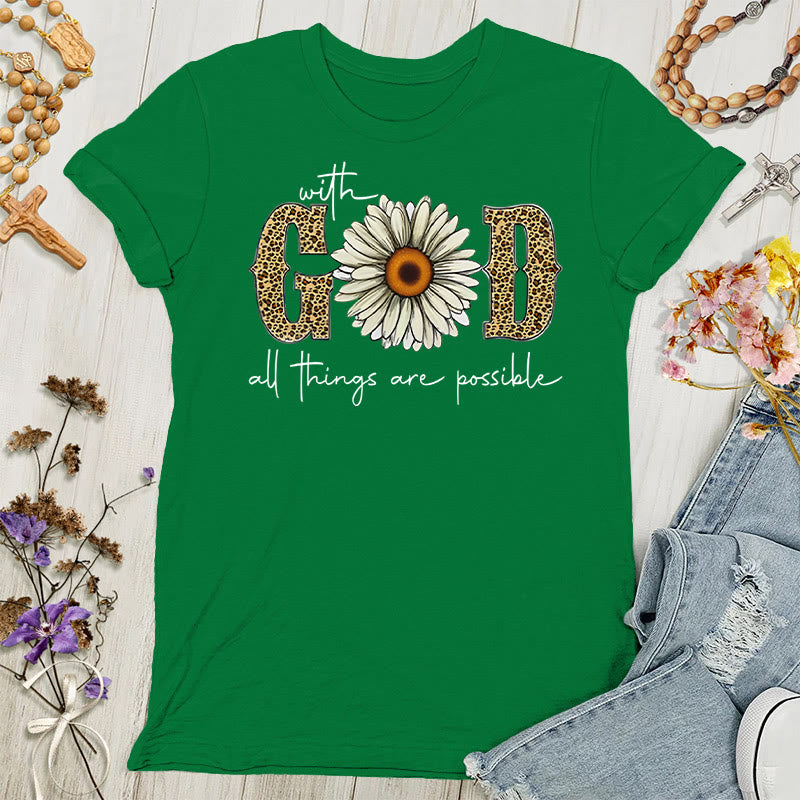 Christianartworkshop Con Dio, tutte le cose sono possibili T-shirt da donna - Verde - 4XL - image 4