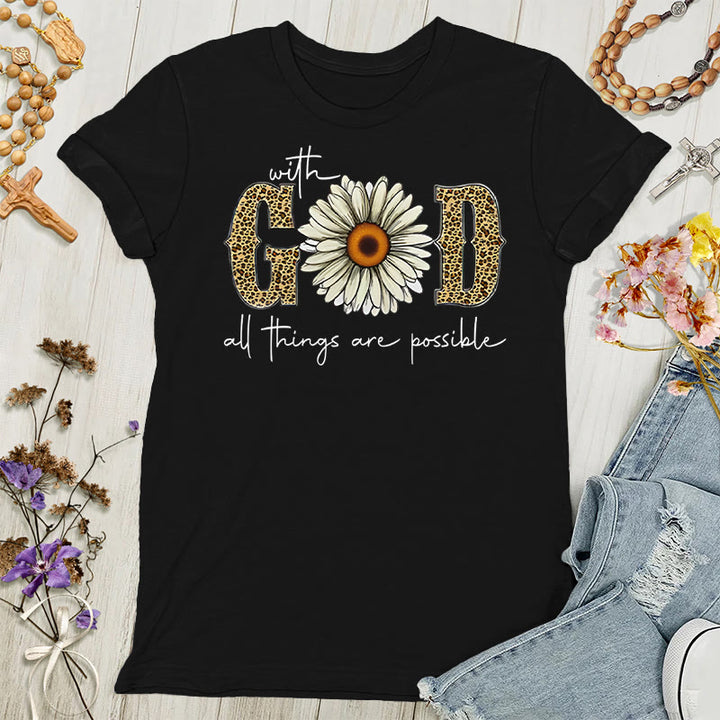 Christianartworkshop Con Dio, tutte le cose sono possibili T-shirt da donna - Nero - 4XL - image 0