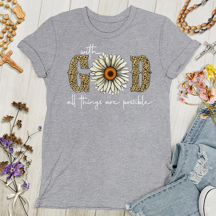 Christianartworkshop Con Dio, tutte le cose sono possibili T-shirt da donna - Grigio sportivo - 4XL - image 6