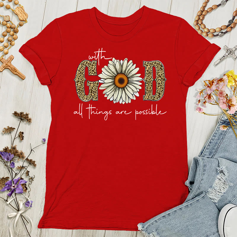 Christianartworkshop Con Dio, tutte le cose sono possibili T-shirt da donna - Rosso - 4XL - image 1